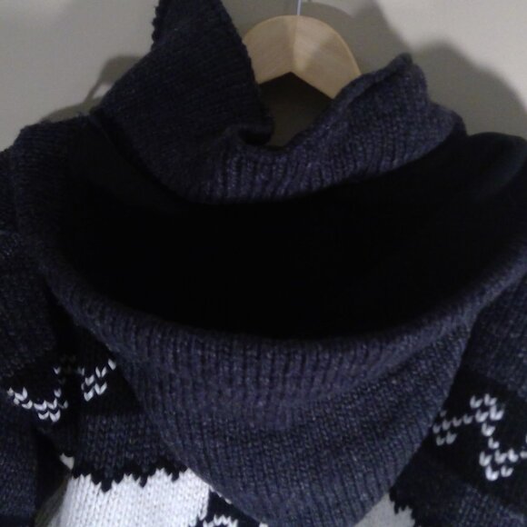 Native Spirt knitted Llama Wool Jacket fleece lined MED Owls - Picture 11 of 14